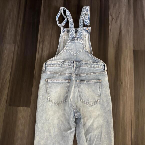 Old Navy Overalls Women 6 Light Wash Denim Bib Skinny Hip Zip Carpenter Festival - Picture 7 of 9